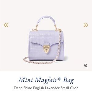 NWOT Mini Mayfair® Bag
Deep Shine English Lavender Small Croc Kate Middleton